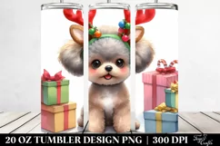 Poodle in Winter with Reindeer Horns PNG Product Image 2