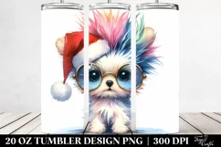 Puppy in Winter with Santa Hat PNG Product Image 2