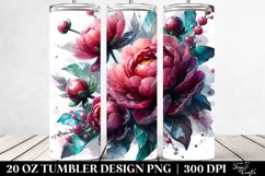 Glossy Peonies with Watercolor Splash | 20 Oz Tumbler Product Image 2