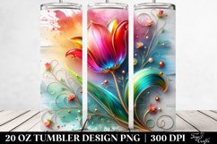 20 Oz Tumbler Sublimation | Wooden Floral Tulip | 20 Oz Product Image 2