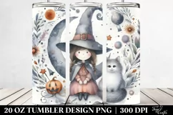 Mystical Watercolor Witch Cat Tumbler Product Image 2
