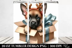 Expressive Malinois with Reindeer Horns PNG Product Image 2