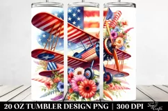 Watercolor Vintage Vibrant Biplane with Flowers | 20 oz Product Image 2