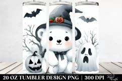 Cute Baby Polar Bear in Halloween PNG Product Image 2