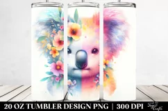 Vibrant Koala Flowers. 20 Oz Tumbler Design Product Image 2