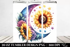 Vibrant Half Moon with Sunflowers Clipart, High-Res 20 Oz Product Image 2