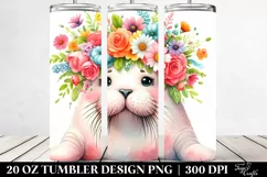 Colorful Flower Crown Walrus 20 oz Tumbler Product Image 2