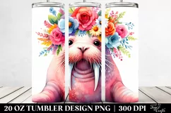 Colorful Flower Crown Walrus 20 oz Tumbler Product Image 2