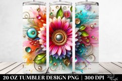 Colorful Gerbera with Watercolor Splash | 20 Oz Tumbler Product Image 2