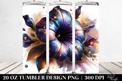 Glossy Petunia with Watercolor Splash | 20 Oz Tumbler Product Image 2