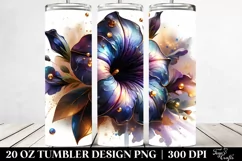 Glossy Petunia with Watercolor Splash | 20 Oz Tumbler Product Image 2