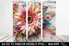 20 Oz Tumbler Sublimation | Wooden -like Gerbera | 20 Oz Product Image 2