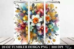 Colorful Abstract Bouquet with Gold Foil | 20 oz Tumbler Product Image 2