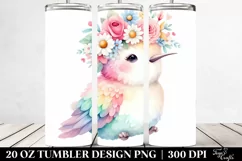 Adorable Floral Hummingbird Tumbler Design Product Image 2