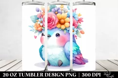 Whimsical Flower Hummingbird Tumbler Product Image 2