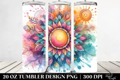 Colorful Watercolor Abstract Pastel Sun | 20 oz Tumbler Product Image 2