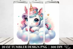 Pastel Baby Unicorn from Cloud | 10 Oz Tumbler Product Image 2