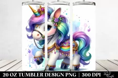 Colorful Baby Unicorn with Mardi Gras Parade. 20 oz Tumbler Product Image 2