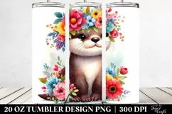 Vibrant Otter Flower Crown Tumbler Product Image 2