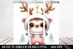 Winter Sloth with Reindeer Horns, High-Res PNG Product Image 2