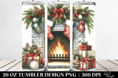 Christmas Fireplace with Stockings Clipart 20 Oz Tumbler Product Image 2