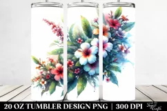 Hawaiian Flowers Watercolor Tumbler Product Image 2