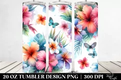 Hawaiian Flowers Watercolor Tumbler Product Image 2