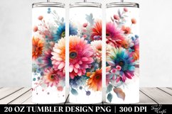 Colorful Gerbera Watercolor Tumbler Product Image 2