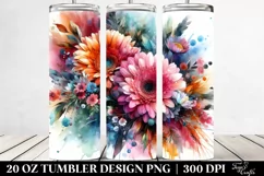 Vibrant Abstract Gerbera Tumbler Design | 20 oz Tumbler Product Image 2