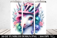 Colorful Baby Unicorn with Cyclist&#039;s Helmet. 20 oz Tumbler Product Image 2
