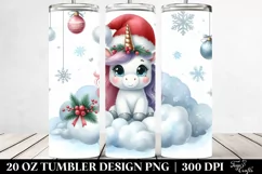 Cute Whimsical Unicorn Clipart, Transparent 20 Oz Tumbler Product Image 2