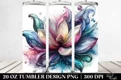 Glossy Magnolia with Watercolor Splash | 20 oz Tumbler Product Image 2