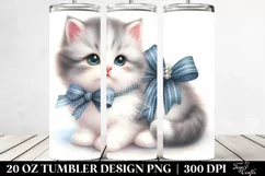 Cute Watercolor Cat Portrait, Transparent 20 Oz Tumbler Product Image 2