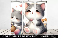 Cute Watercolor Cat Portrait, Transparent 20 Oz Tumbler Product Image 2