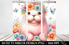 Pastel Walrus Flower Crown | 20 oz Tumbler Product Image 2
