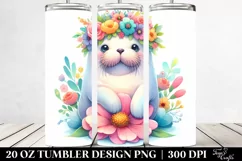 cute Walrus Flower Crown | 20 oz Tumbler Product Image 2