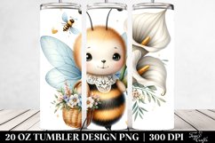 Detailed Watercolor Boho Cute Baby Bee Holding a Basket of Product Image 2