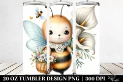 Detailed Watercolor Boho Cute Baby Bee Holding a Basket of Product Image 2