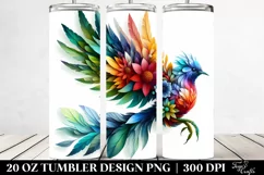 Abstract Watercolor Bird Flowers | 20 Oz Tumbler Product Image 2