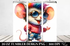 Vibrant Baby Mouse Posing, Watercolor | 20 oz Tumbler Product Image 2