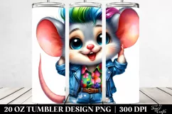 Vibrant Baby Mouse Posing, Watercolor | 20 oz Tumbler Product Image 2