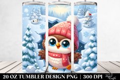 Cute Baby Owl in Winter Scene, 20 Oz Tumbler Product Image 2