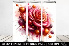 Glossy Rose with Candy Details. 20 oz Tumbler Design Product Image 2