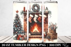 Watercolor Christmas Fireplace Clipart, Transparent 20 Oz Product Image 2