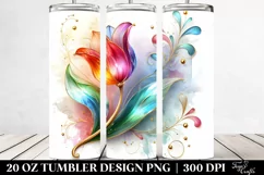 Colorful Tulip on Material | 20 Oz Tumbler Product Image 2