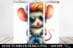 Vibrant Baby Mouse Posing, Watercolor | 20 oz Tumbler Product Image 2