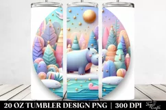 3D Pastel Hippo Winter Scene 20 Oz Tumbler Product Image 2