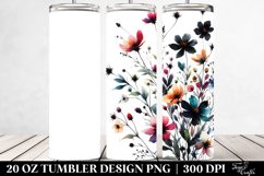 Bold Watercolor Wild Flowers with Black Accents | 20 Oz Product Image 2