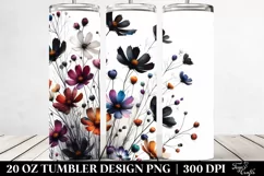 Bold Watercolor Wild Flowers with Black Accents | 20 Oz Product Image 2