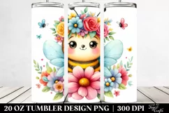 Cute Bee with Flower Crown 20 Oz Tumbler Product Image 2
